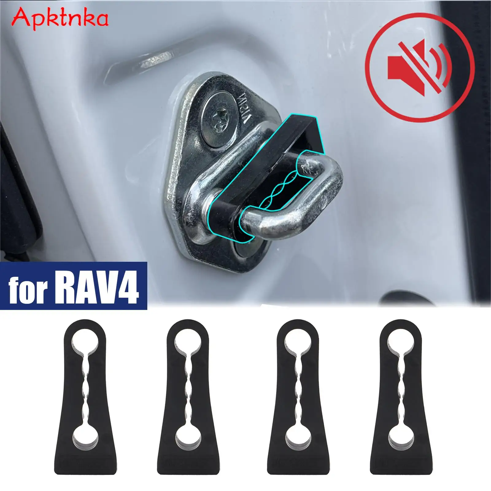 APKTNKA Door Lock Buffer Damper For Toyota RAV4 2000-2021 2022 2023 Soundproof Insulation Quiet Deaf Noise Seal Stopper Deadener