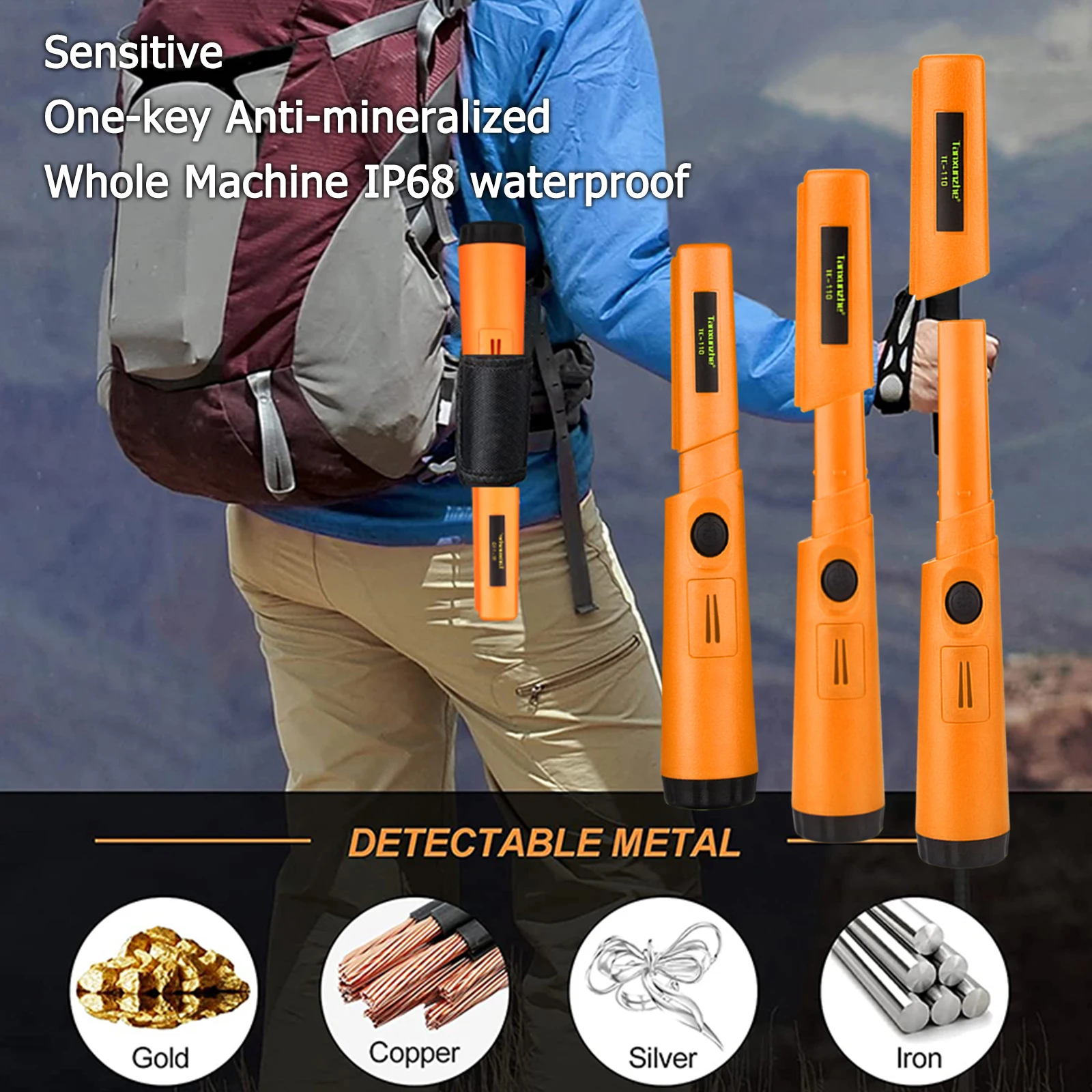 New TC-110 handheld Metal detector pointer Pinpoint GP portable 360 positioning rod detector IP68 waterproof pointer bracelet