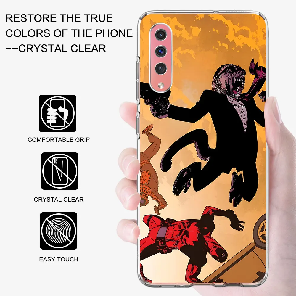 Super Hero Hit Monkey Phone Case for Samsung Galaxy A40 A20e A30s A7 A70 A70s A6 A8 A04s A50 A50s A9 A10 TPU Transparent Cover