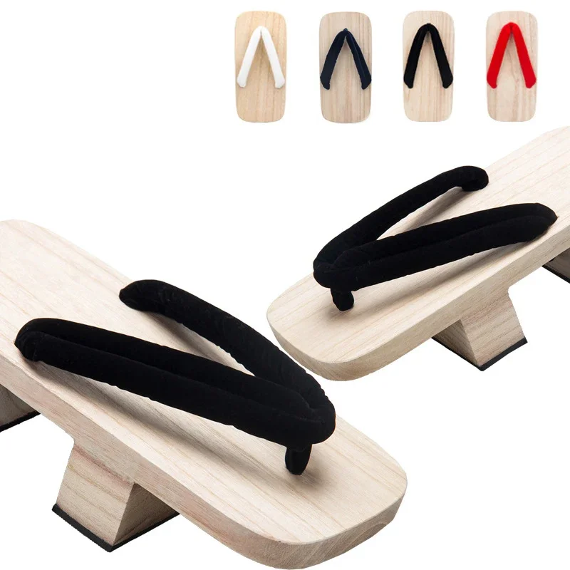 Japanese Style Wooden Clogs Casual Flip Flops Tabi Socks Slippers Sandals Geta for Daily Role Playing Cosplay Shoes