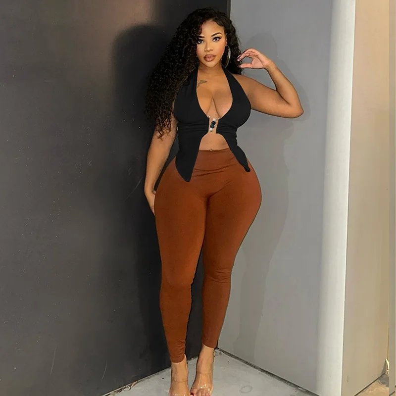 Débardeur Sexy couleur Pure suspendu Ne Slim pour femmes, haut tubulaire tricoté à la mode pour la saison du printemps