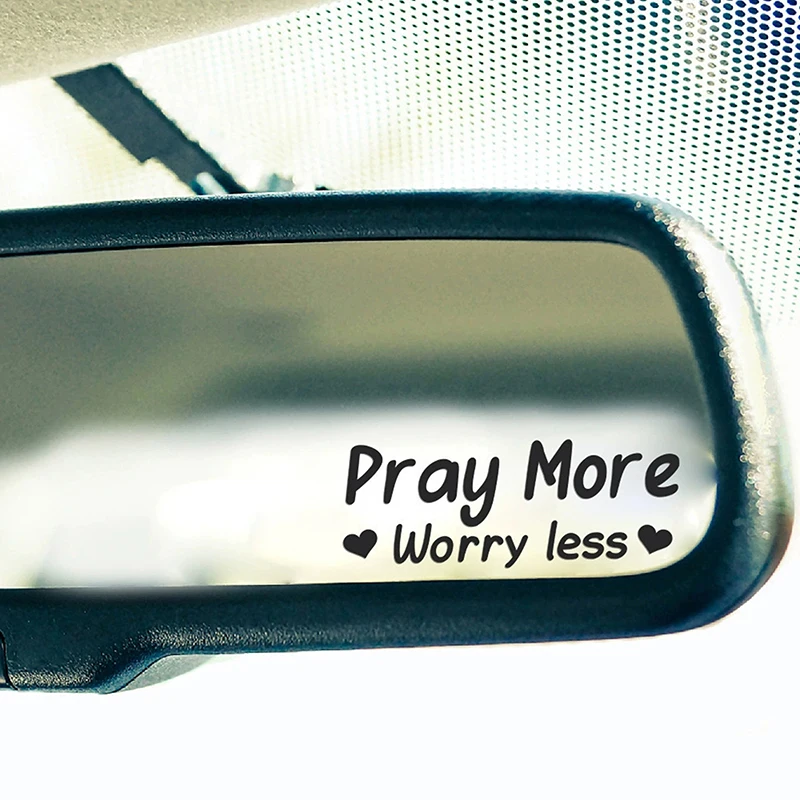 ملصق مرآة من Pray Worry Less، ملصقات سيارة للنساء، ملصق مرآة الإيمان، ملصق فينيل لطيف، ملصق مرآة سيارة مسيحية، ديني #3