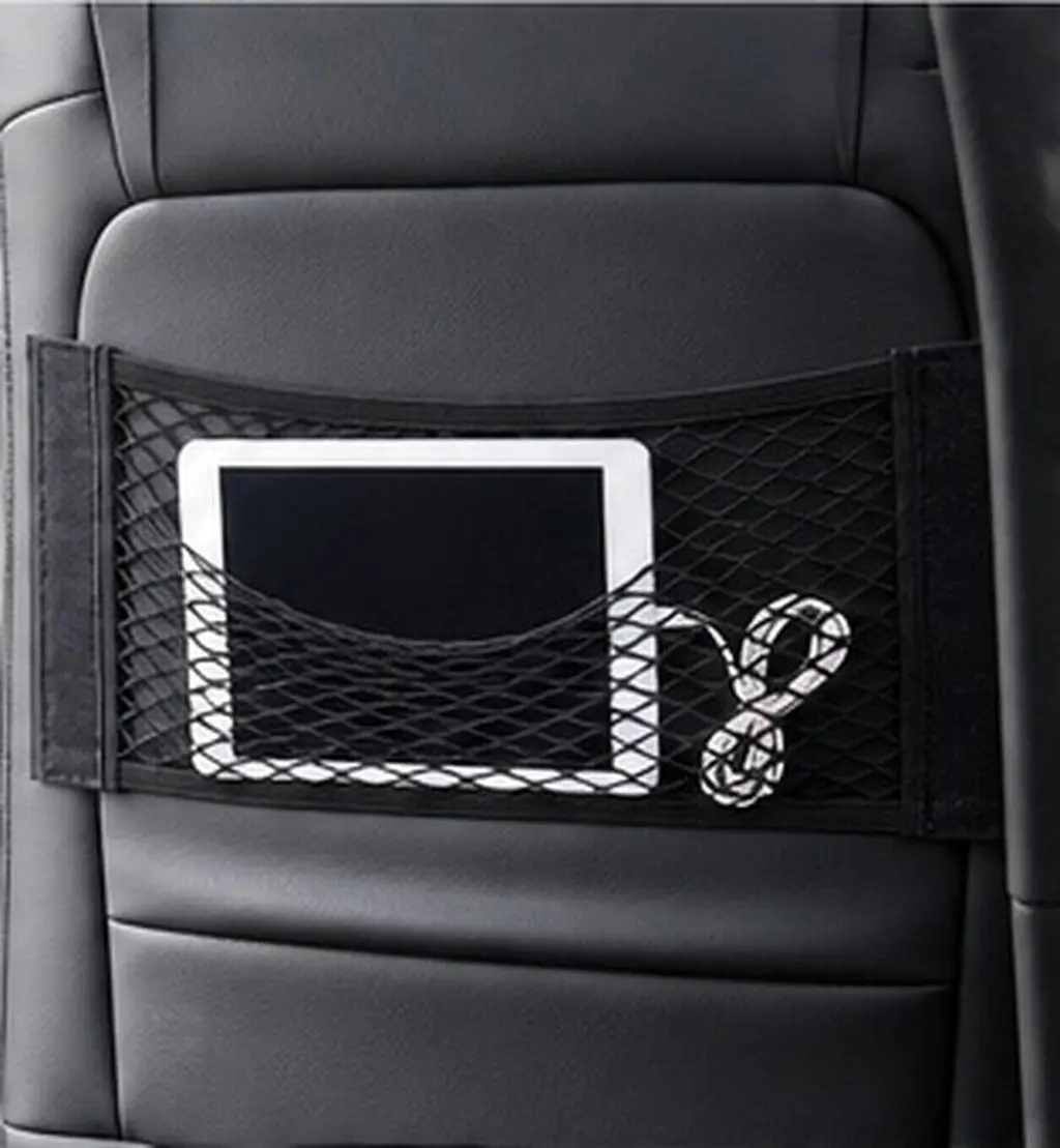 High Density Double Layer Car Seat Back Storage Net Pocket Trunk Mesh Bag Elastic Polyester Mesh Organizer for Safe Debris