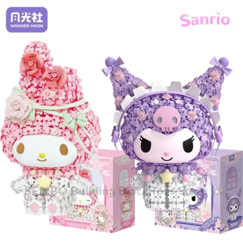 

Sanrio Assembled Building Blocks My Melody Kuromi Flower Cluster Toy Animation Model Kawaii Desktop Ornaments Holiday Gifts