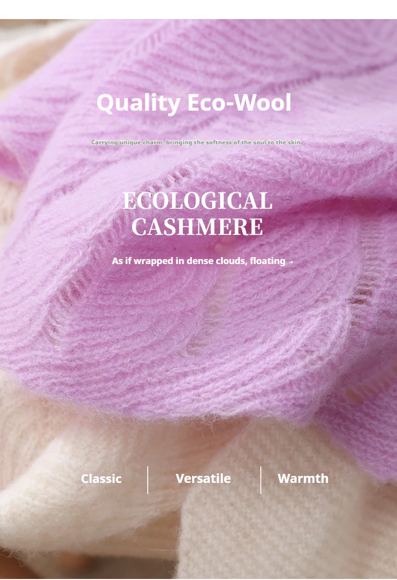 Durchbrochener kleiner Schal für Damen, Wolle, Fischschwanz, eleganter französischer 100-Woll-Strickumhang, weicher Hals, warmer Cappa, gemütlicher modischer Schal – Detail 2