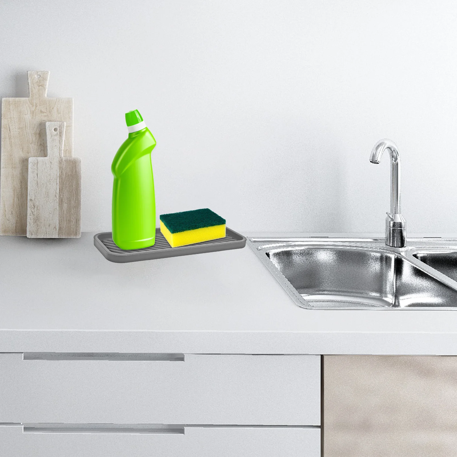 

2pcs Silicone Soap Box Kitchen Sink Organizer Drainage Bumps Non-Slip Sponge Holder For Bathroom Counter Storage Tray