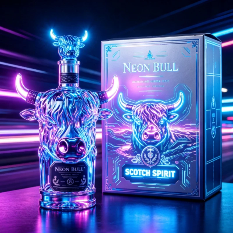 3D Highland Cow Crystal Whiskey Decanter Unique Copper Decorated Whisky Bottle with Gift Box Holiday Gift for Fine Liquor Lovers