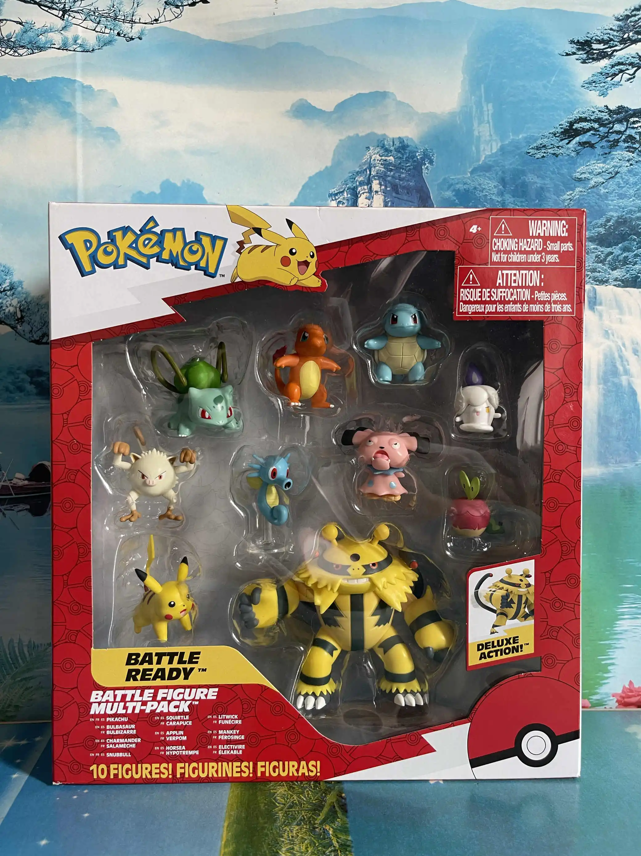 Japanese anime Pokémon figure toys featuring Super Mewtwo, Eevee, Charizard, and Windy the Arcanine