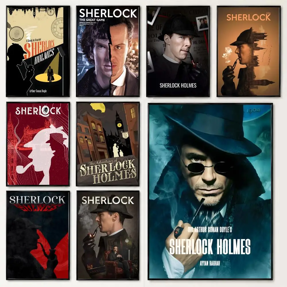 Pattern Sherlock Holmes Poster Poster HD Printing Soothing And Cream Style Home Decor For The Living Room Cafes Gift