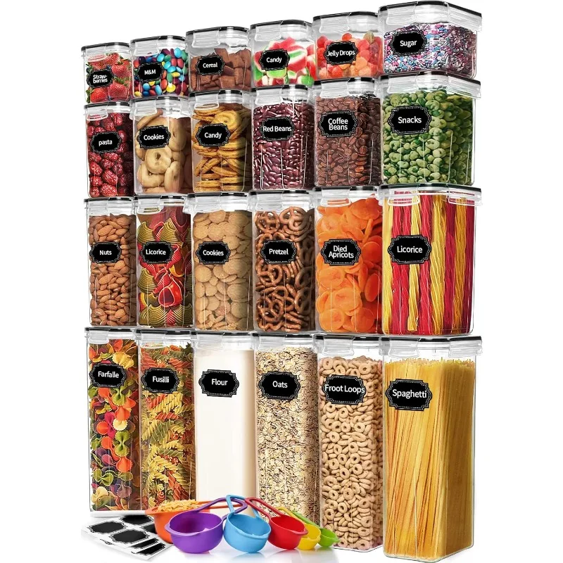 

24 Pack Airtight Food Storage Containers with Lids for Kitchen Pantry Organizers and storage, Plastic Canister Set for Cereal,