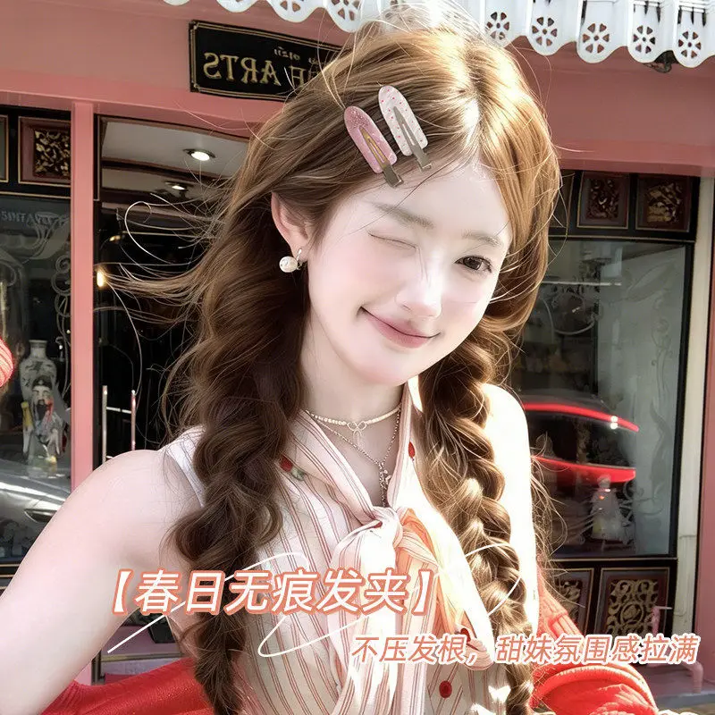 3 Pcs Sweet No Bend Hair Clips Seamless Rhinestone Hairpins Cute Print Colorful Side Bangs Clip Girls New Hair Accessories