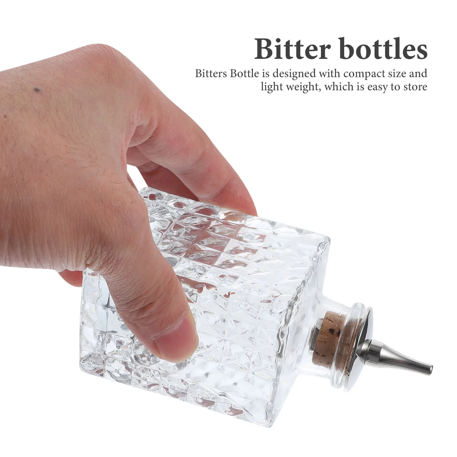 

Compact Lightweight Glass Bitters Bottle with Cork Stopper Portable Cocktail Bar Supplies for Home and Party Use
