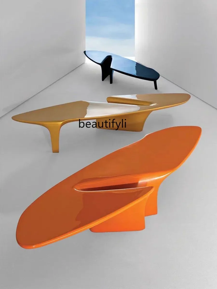 

smt03 Nordic Design FRP Shaped Waterfall Tea Table Tripod Oval Outdoor Creative Living Room Art Tea Table