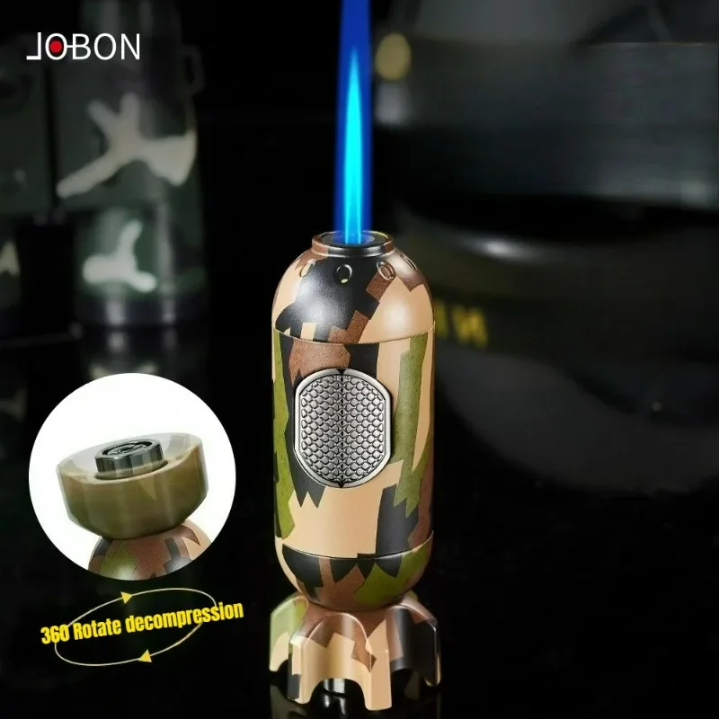 

JOBON металлическая уличная высокотемпературная декомпрессионная зажигалка ветрозащитная прямая надувная зажигалка с синим пламенем мужской подарок