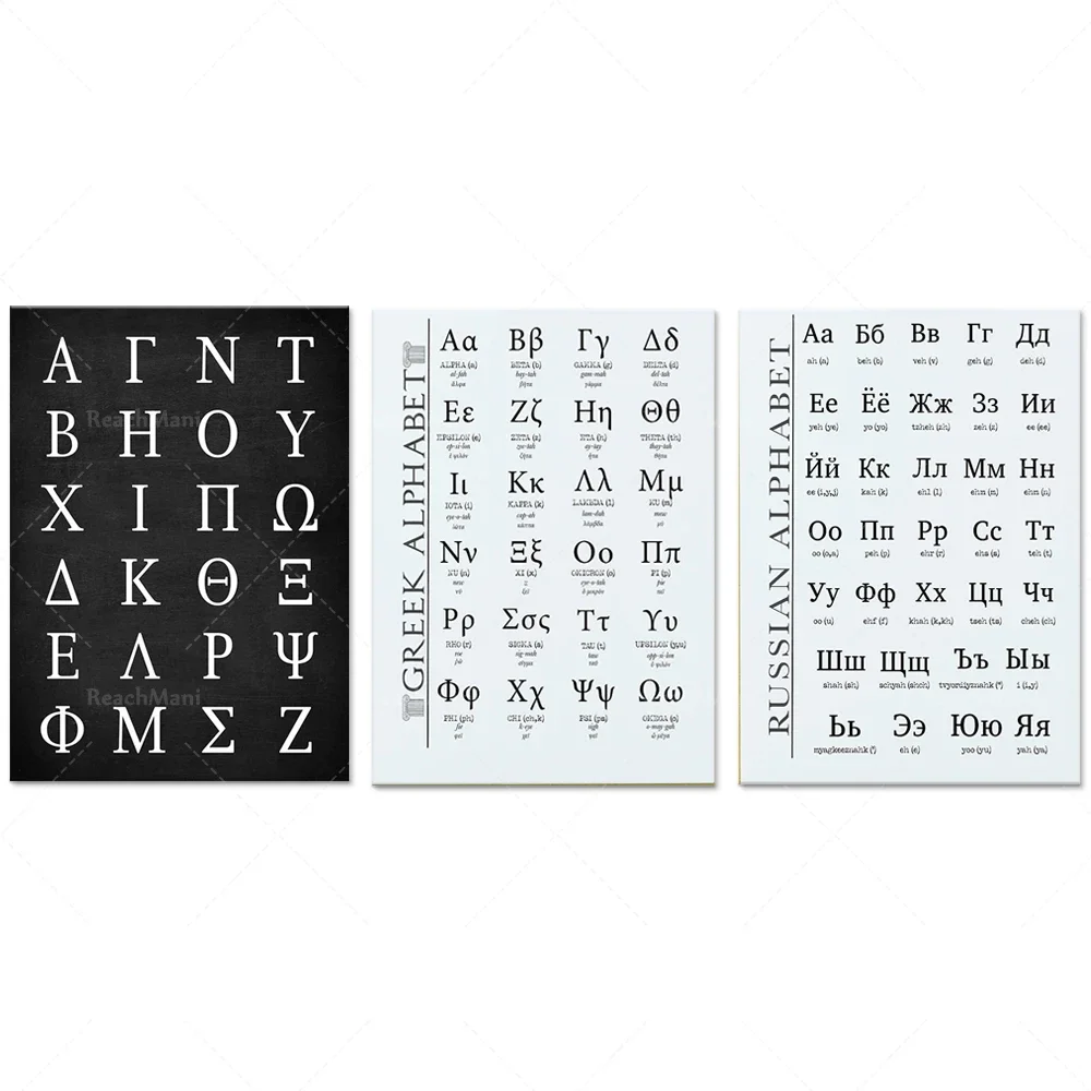 

Russian alphabet. Cyrillic language font, greek alphabet, capital symbols, greek language, greek font office decoration poster