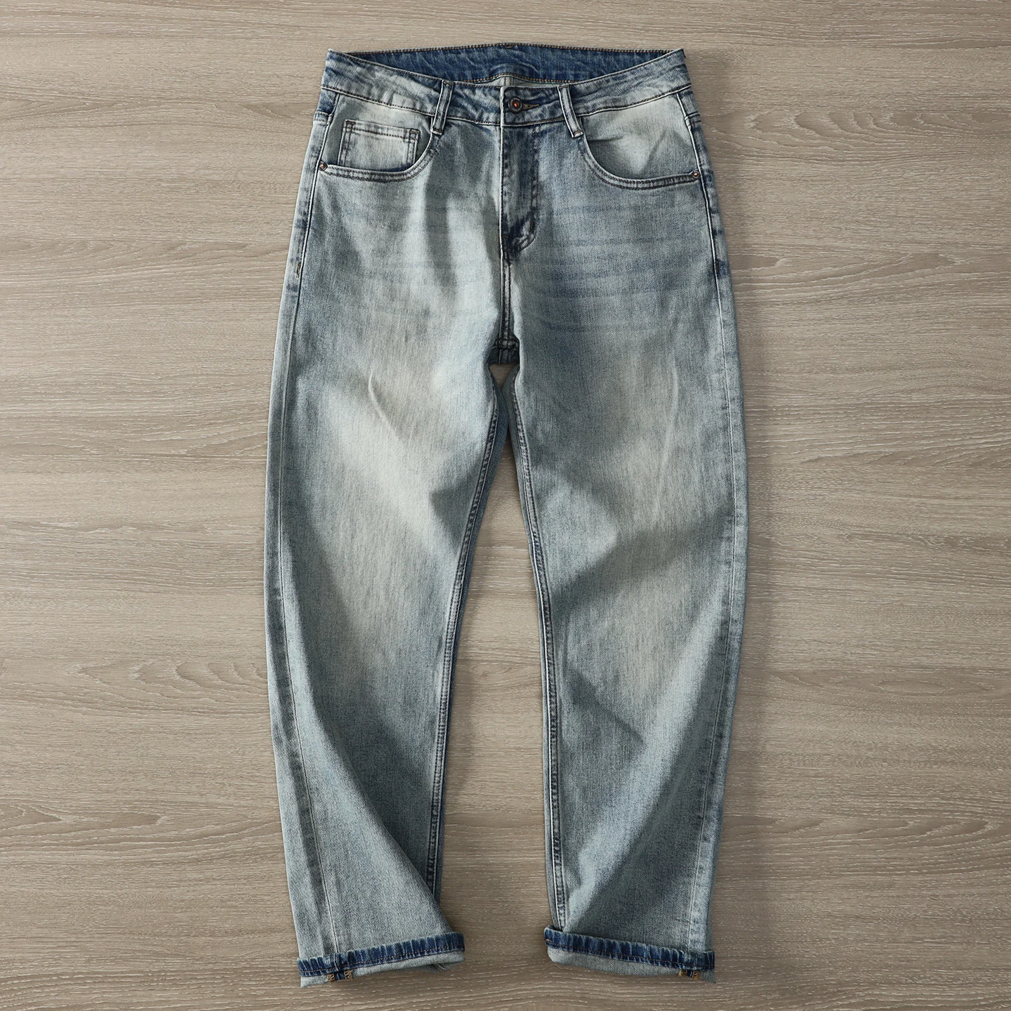 

Мужские старые потертые джинсы с кошачьими усами, осенние новые хлопковые универсальные повседневные брюки из микро-эластичного материала