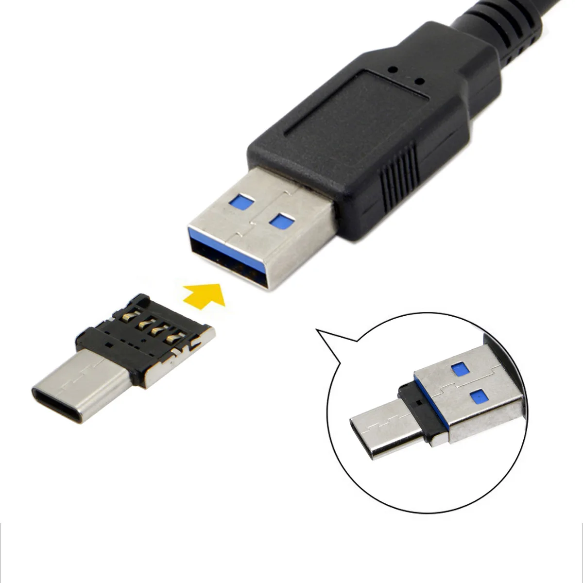 Cablecc 5 adattatori Ultra Mini Type-C da USB-C a USB 2.0 OTG per tablet cellulare, cavo USB e disco flash