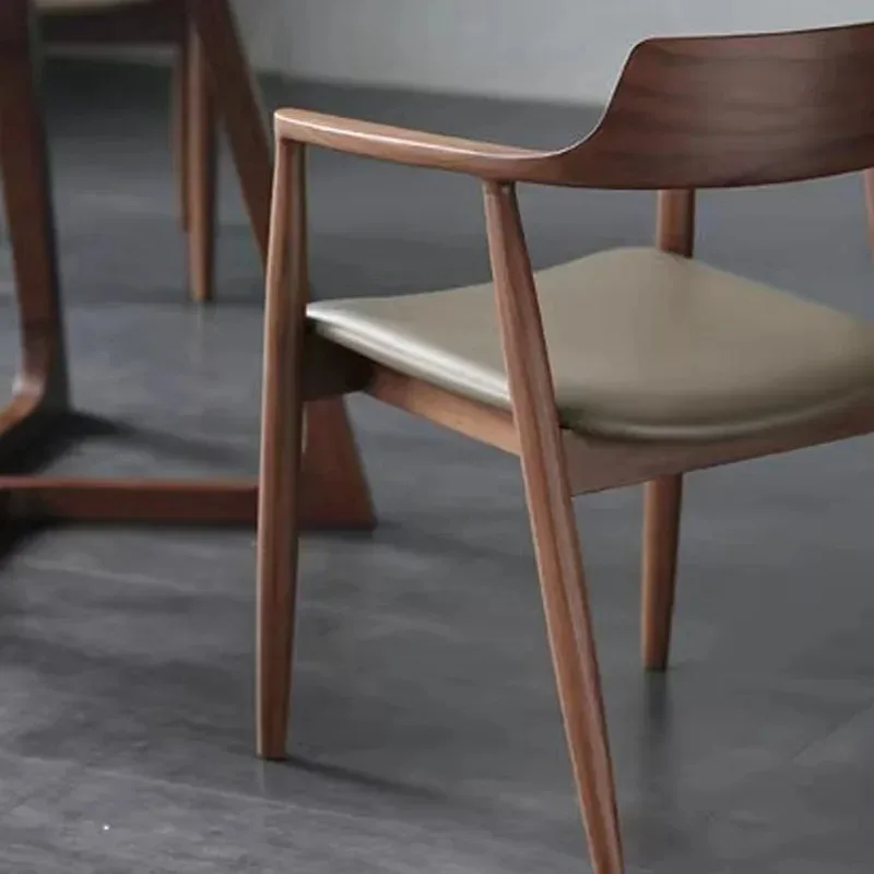 Cafe Wood Accent Armchair Dining Table Seating Kitchen Meeting Negotiation Sillas Comedor Furniture image 5