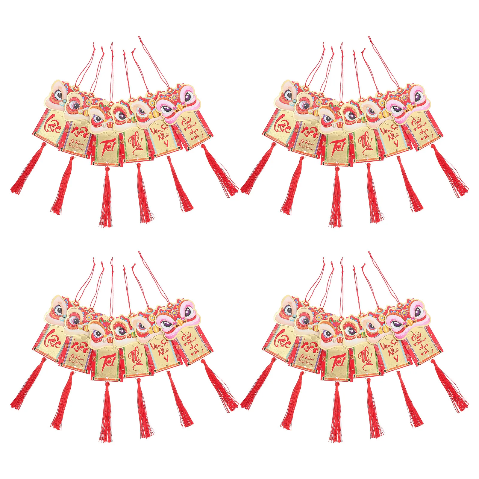 

24Pcs Lunar New Year Hanging Ornaments Vietnamese New Year Decorations Spring Festival Pendants Traditional Home Office Decor