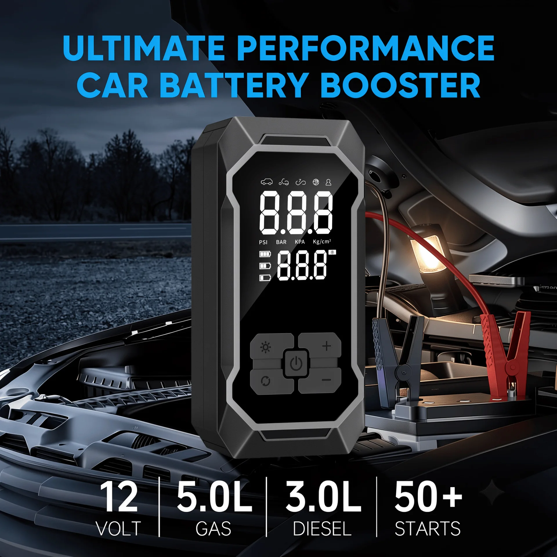 New 1000A Car Jump Starter Power Bank Portable 150PSI Air Pump Car Battery Emergency Boosters 12V Starting Device Car Starter