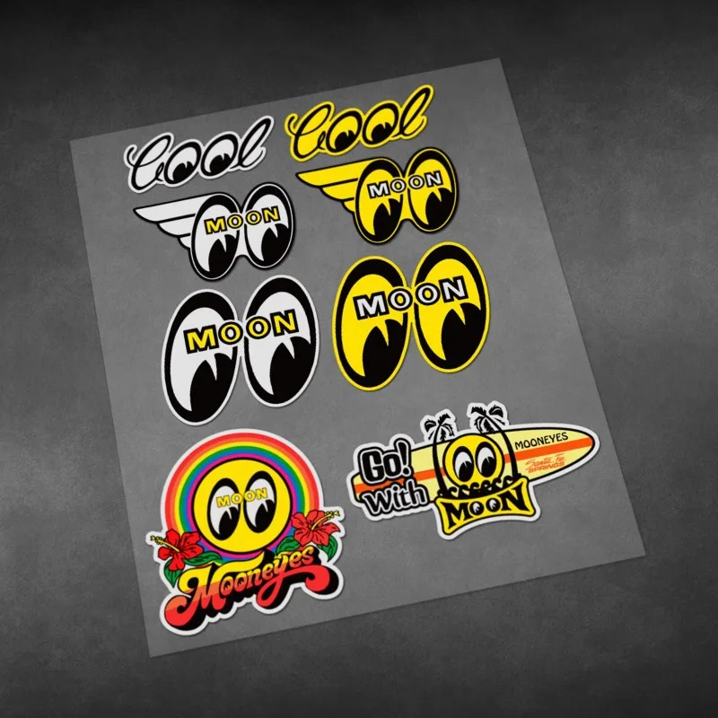 

2Pcs MOON Racing Motorcycle Retro Pegatinas Vinyl Reflective Sticker Motorbike Body Windshield Mudguard Helmet Decorative Decals