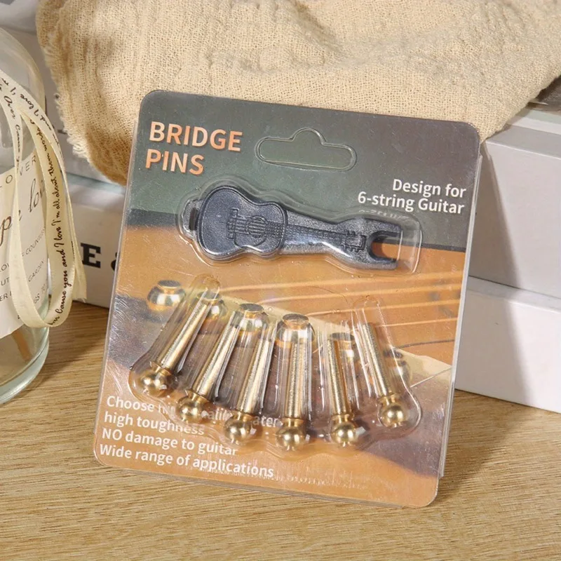 1Set Akustische Gitarre Bridge Pin Gitarre Saiten Nagel Massivem Kupfer Messing mit Gitarre Bridge Pin Puller