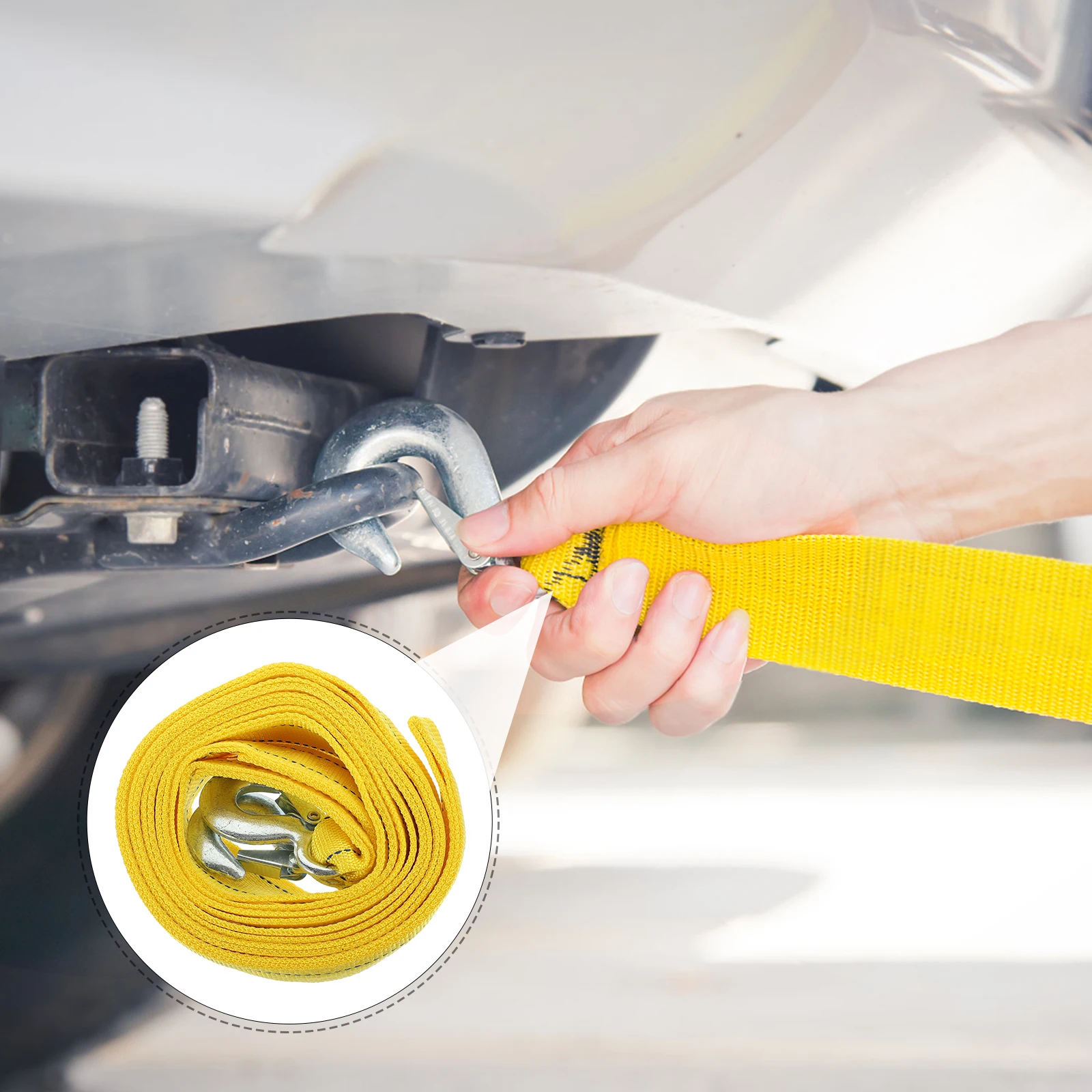 

4M Car Rope Sturdy Sturdy Winch Rope Nylon Towing Winch Hooks Fluorescent Safe Night SUV Truck Vibration Reduction