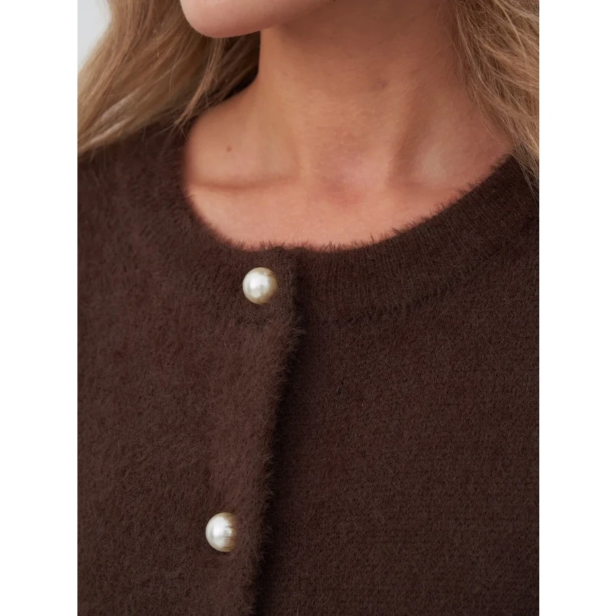 

Women's Loose Knitted Faux Mink Sweater Coat Autumn Winter New Sle Soft Outerwear Lazy Sle Color Open Cardigan