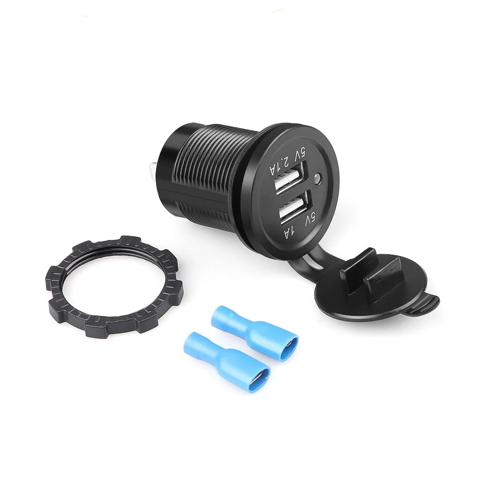 12 В двойной USB порт прикуриватель розетка автомобильное зарядное устройство светодиодный вольтметр Водонепроницаемый мобильный телефон смарт-адаптер для зарядки
