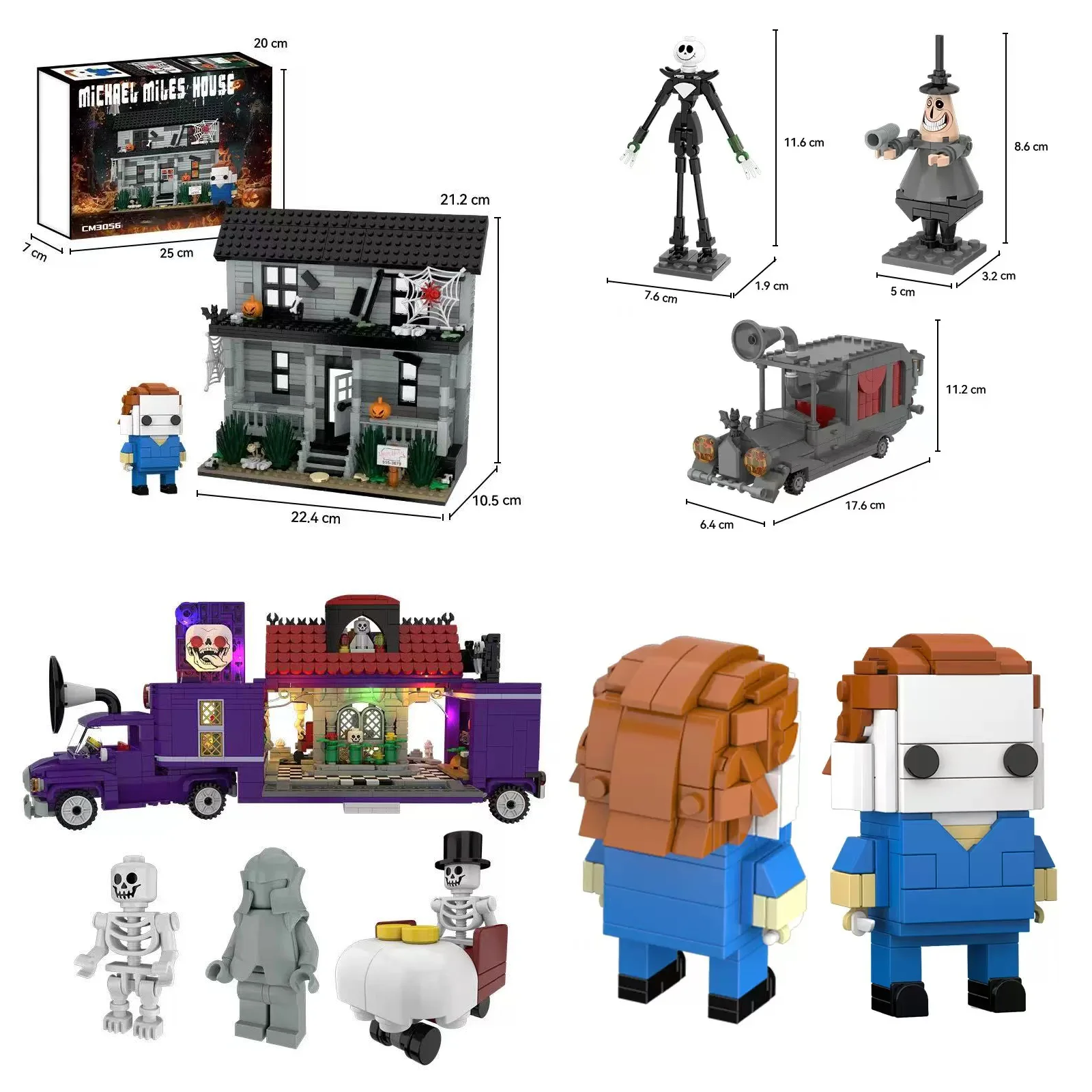 

Хэллоуин игрушки украшения для гостиной, DIY дом ужас автомобиль еда модель грузовика сборка, детские строительные блоки праздничные подарки