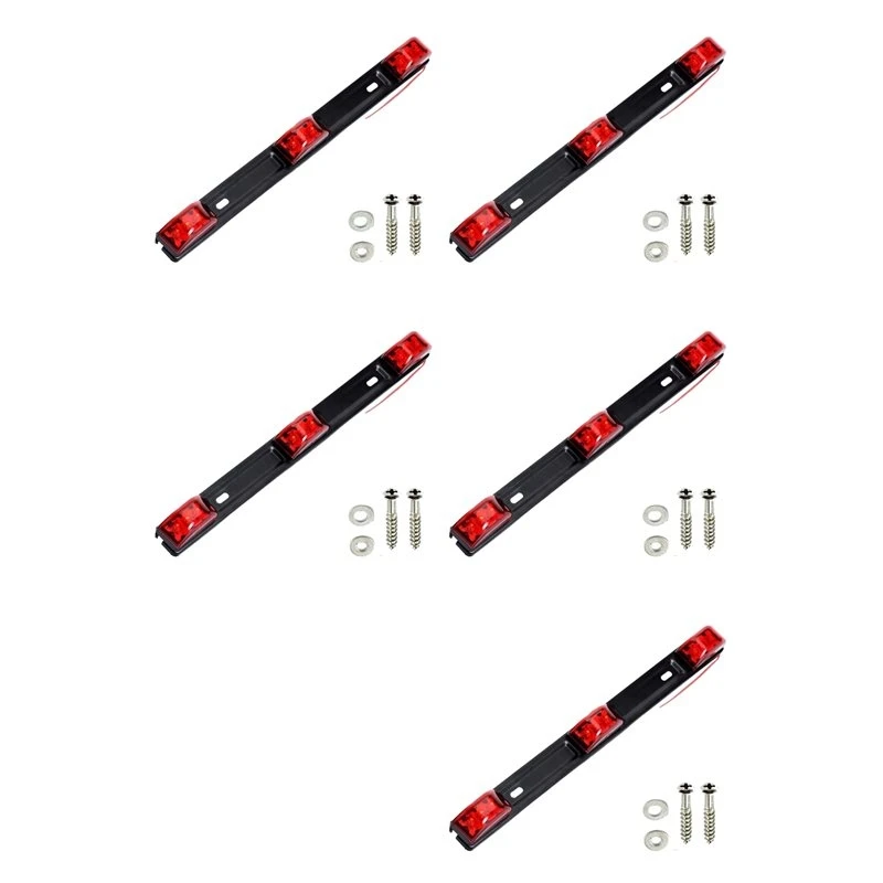 A60E-5X Trailer Tail Light Bar, 14.2 Inch Red Clearance Identification ID Marker Light With Bracket