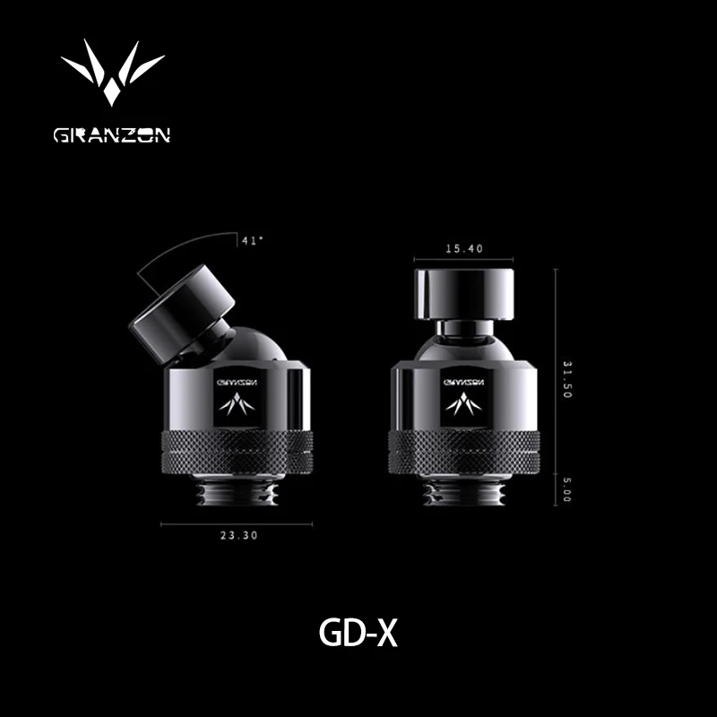 Granzon GD-X / G1/4'' Multi-direction Rotary Fittings 90 45 Degree Split Copper Fitting Adapter Male To Famale Connector