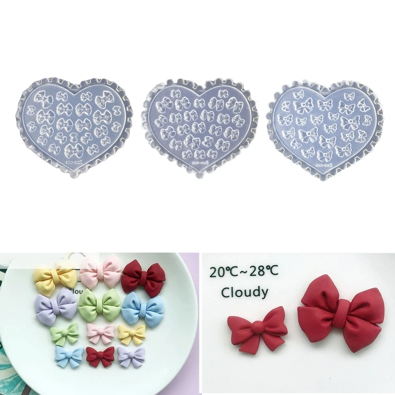 3D Heart Bows Silicone Mold Nail Art Carving Mold Suitable for Diy Nail Art Decoration Supplies Nail Template Nail Tool Y08E