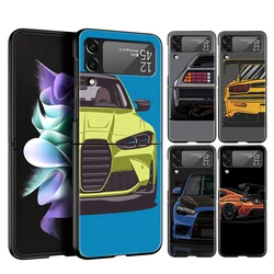 JDM Tokyo Drift Sports Car Hard PC Phone Case For Samsung Galaxy Z Flip 6 5 4 Black ShockProof Cover for Samsung Z Flip 3 Shell