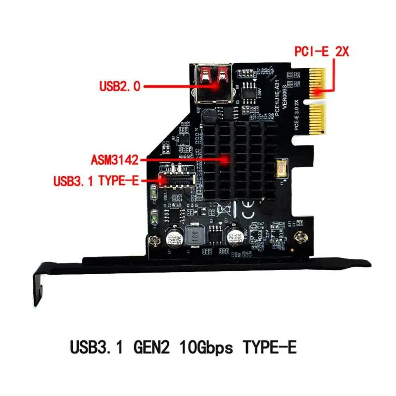 ASM3142 chip 10Gbps USB3.1 Gen 2 tipe-e 20 Pin kartu ekspansi USB 2.0 PCI Express 3.0 X2 adaptor untuk Desktop PC komputer DIY baru