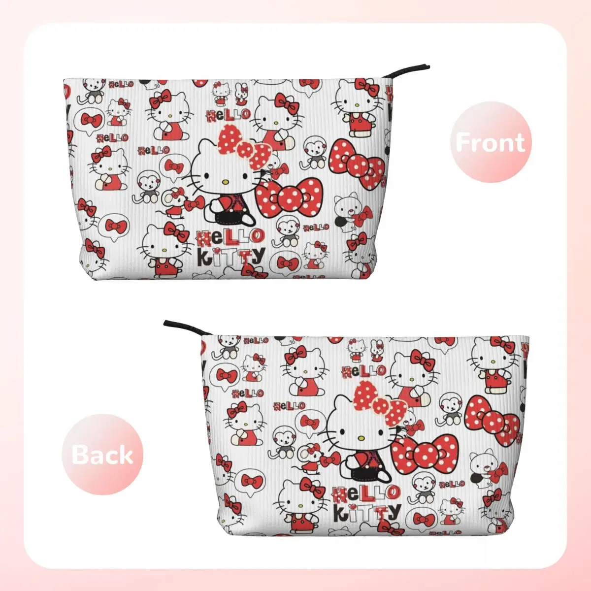 Custom Hello Kitty Sanrio Makeup Bag for Women Travel Cosmetic Organizer Corduroy Storage Toiletry Bags