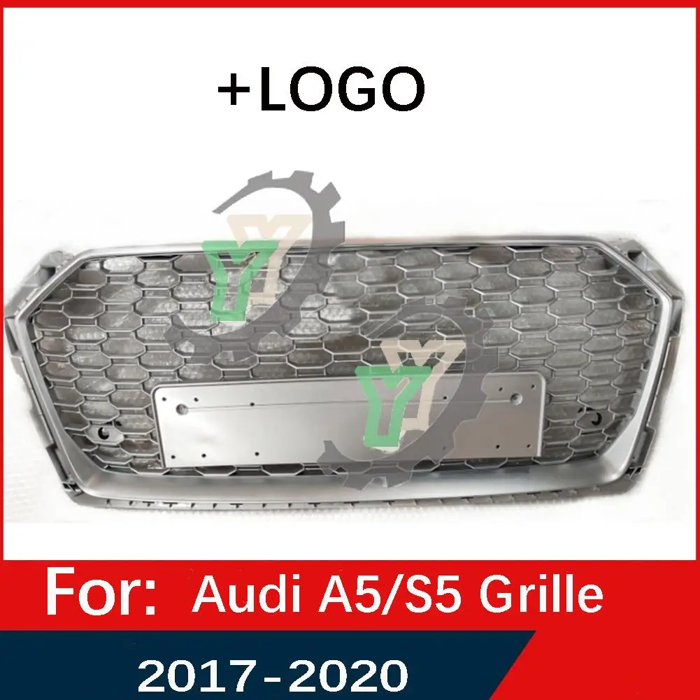 For Audi A5/S5 2017 2018 2019 2020 Car Front Bumper Grille Centre Panel Styling Upper Grill (Modify For RS5 style)