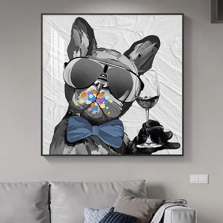 

American dog modern high-end creative abstract art canvas painting decoration living room bedroom