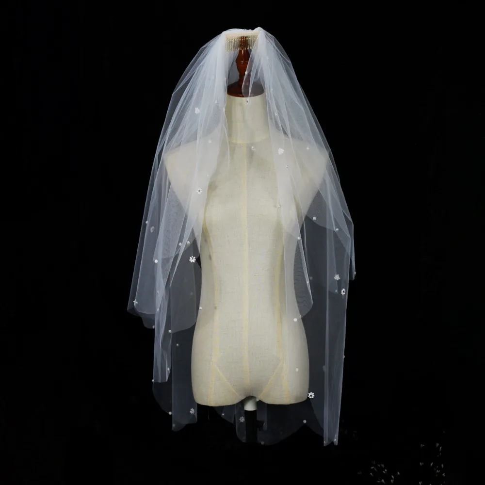 

White Wedding Veil Marriage Shoulder Bridal Veils Accessories Bridal Veil Simple Beaded Bride To Be