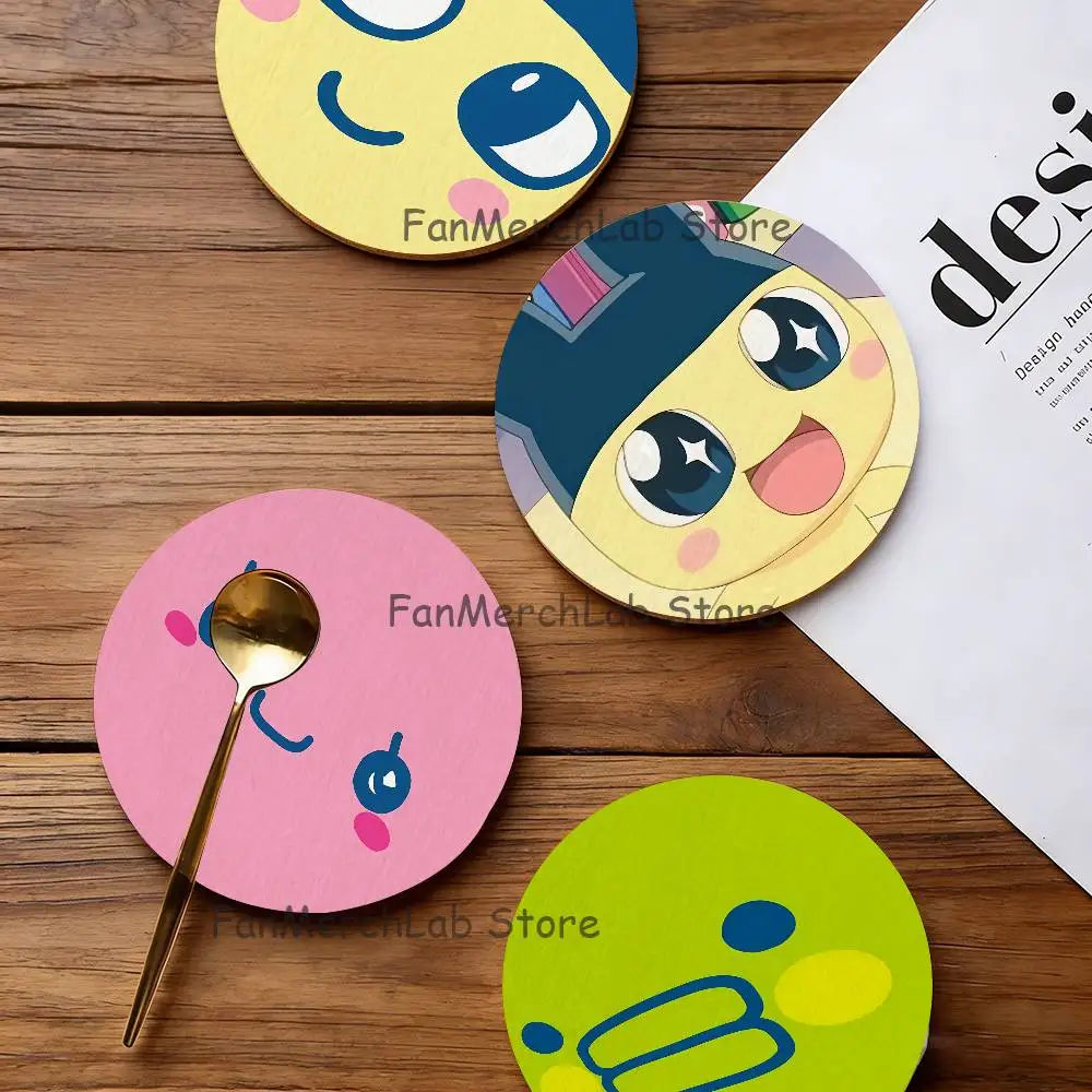 

T-Tamagotchi M-Mametchi Wood Coaster Set - Heat Resistant For Tea & Coffee, Home Cafe Decor Holiday Gift