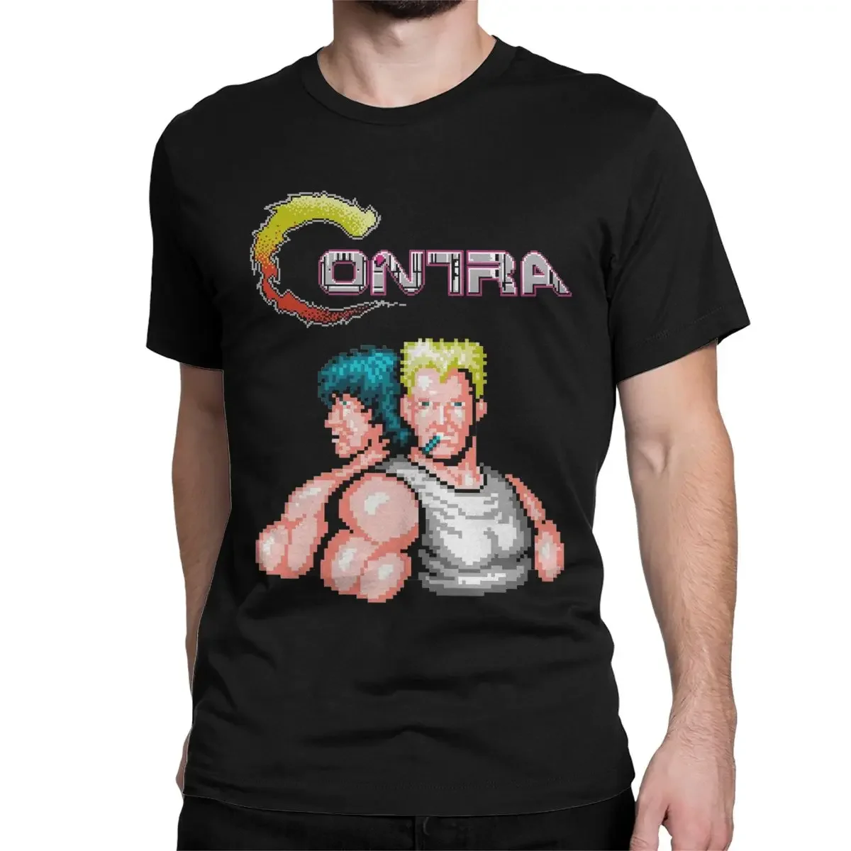 Contra T-Shirts Men Game Funny Pure Cotton Round Neck Short Sleeve T Shirt 4XL 5XL Tops Oversized Graphic Tee Shirt