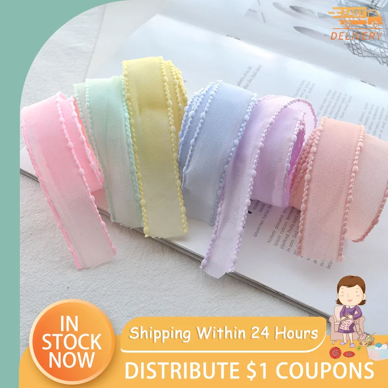 DIY Jewelry Accessories Self-Made Bowknot Hairpin Hair Rope Material 25MM Edge Spring Color Gauze Tape Handmade Wholesale