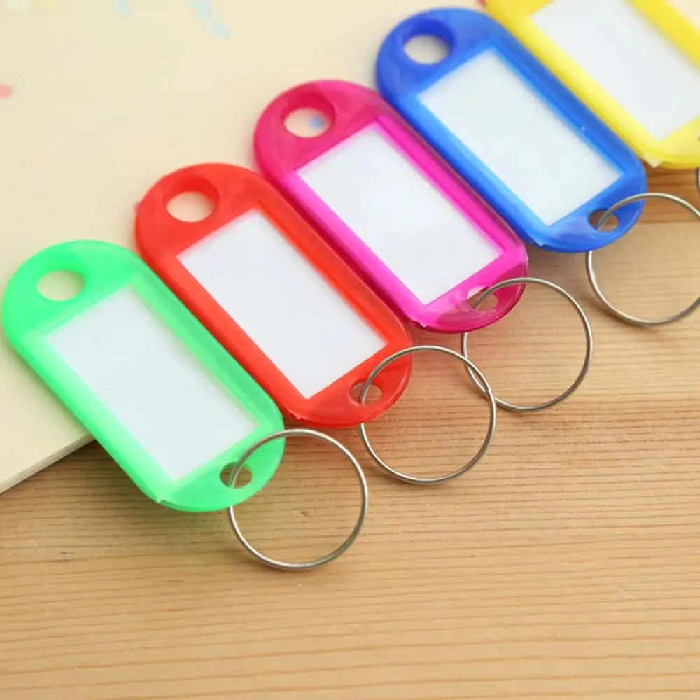 10Pcs Useful Durable Hot Random Color Key Ring with Split Ring Plastic Baggage Tags Key Chain Blanks Luggage Tag Key ID Label