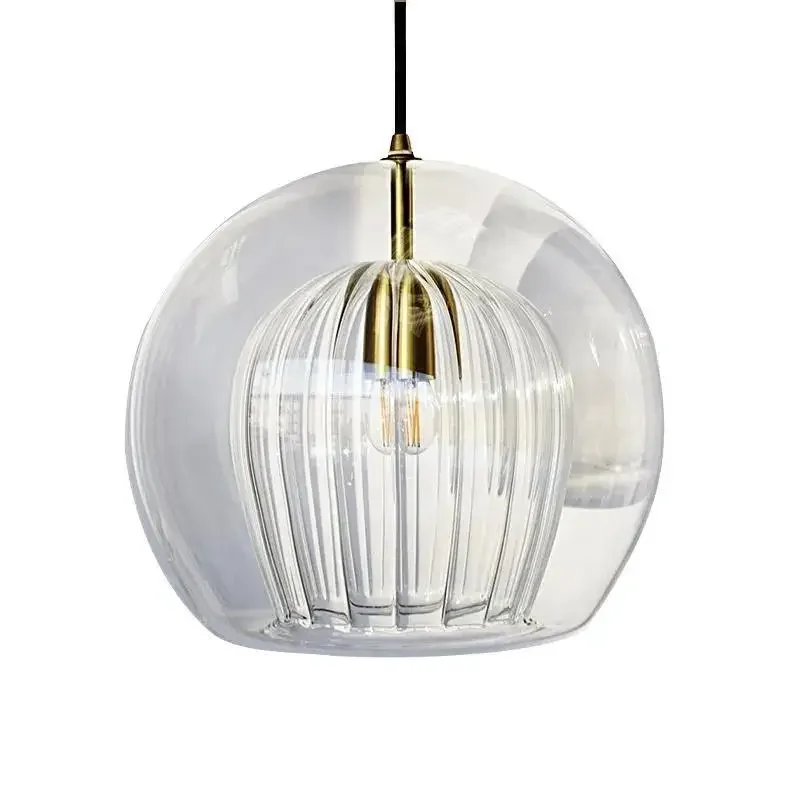 Nordic Restaurant Lights Kitchen Bar Office Coffee Shop Creative Glass Hanging Lamp Bedroom Bedside Staircase Pendant Lights
