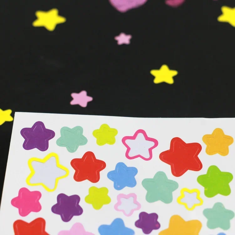 Assorted Stickers in Heart, Circle, and Star Shapes for Scrapbooking and DIY Projects - Pack of 10 Sheets