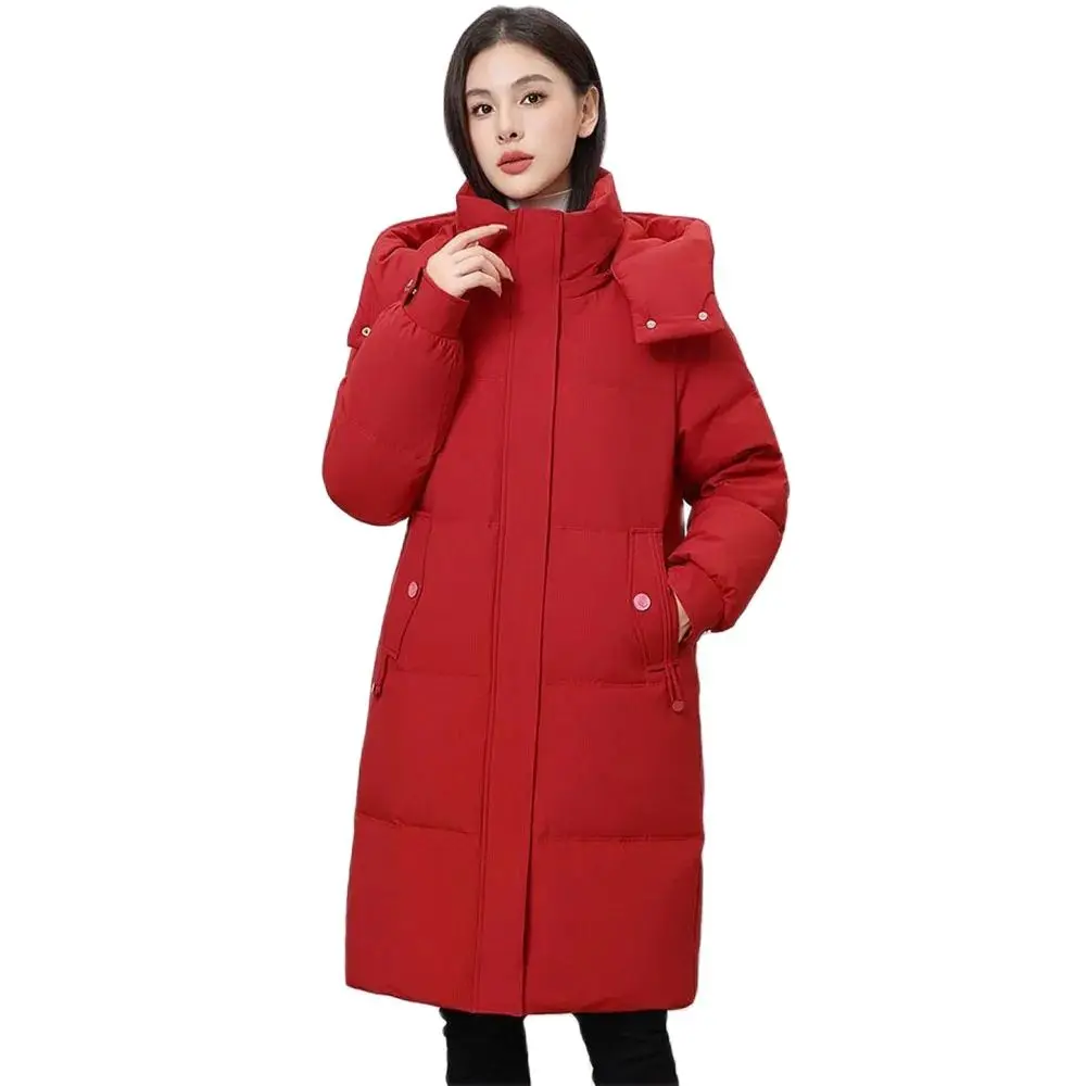 Duck And Duck Down Jacket Feminine Temperament Long Over The Knee 2024 Winter New Loose Warm Fashion White Duck Down Winter Coat