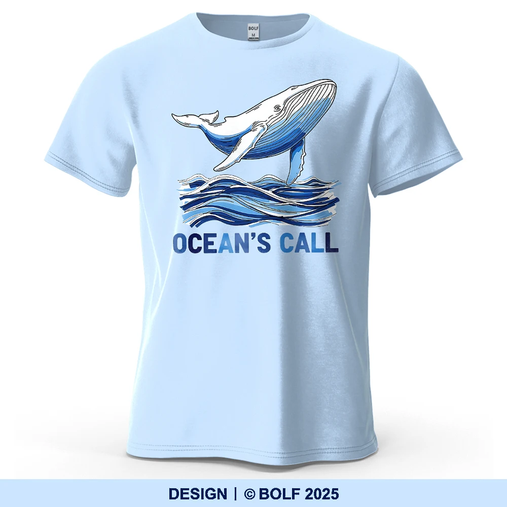 Herren-T-Shirt mit Wal-Kunstmotiv, bedruckt, 100 % Baumwolle, übergroß, Serene-Grafik, für Damen und Herren, Tops, T-Shirts, Streetwear