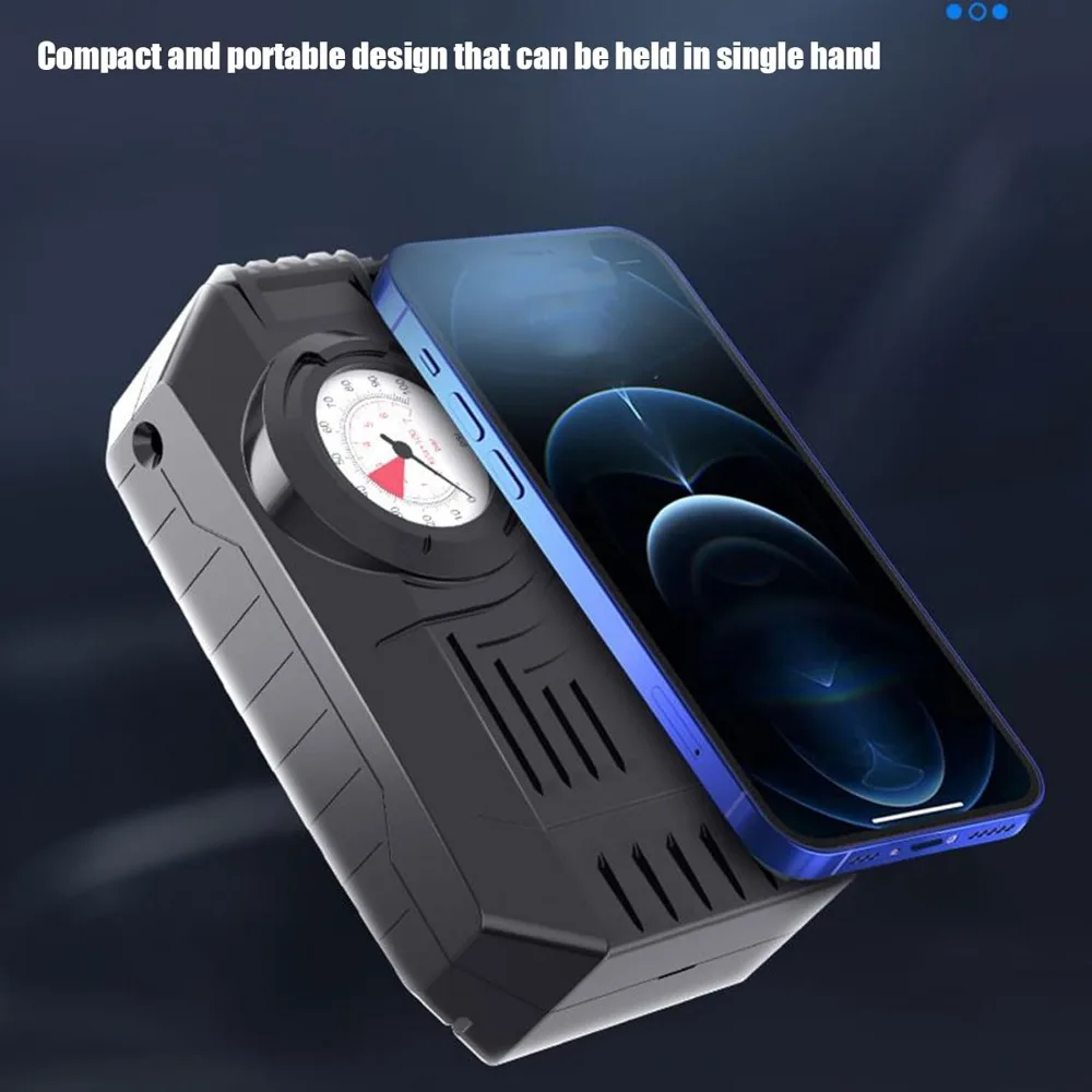 自転車ポンプ - タイヤインフレーター、ポータブルエアコンプレッサー、LEDライト付き小型コードレスカータイヤインフレーター、車両アクセサリー電動