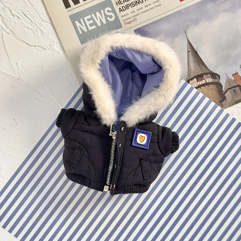 

17cm Labubu Doll Coat With Fur Collar Cotton Coat Labubu Clothing Doll Casual Cotton Coat Doll Winter Cotton Coat Holiday Gift