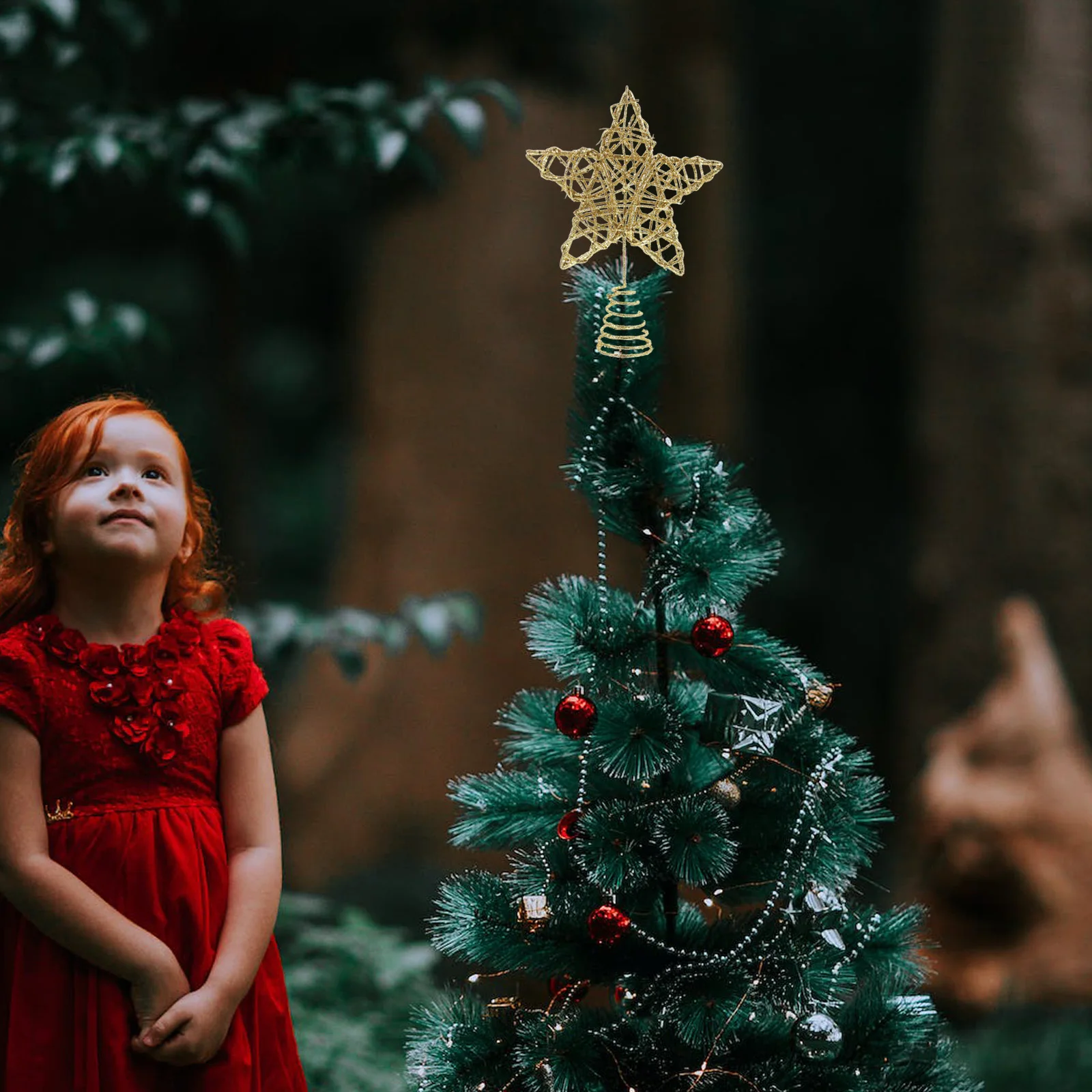 

Glitter Tree Topper Sequins Five Pointed Star Treetop Bethlehem Glittered Christmas